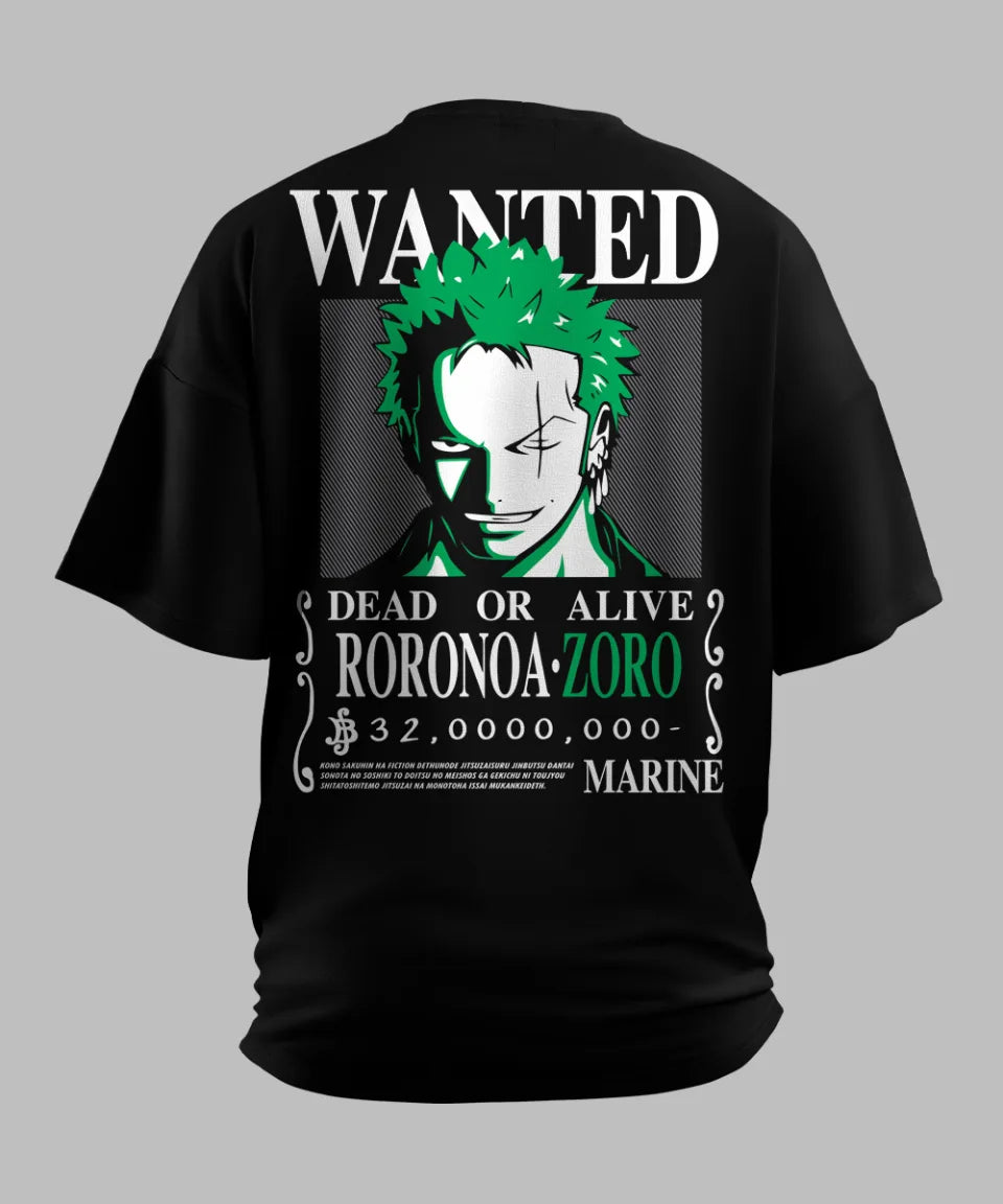 Zoro Wanted One Piece Black T-shirt (Unisex)