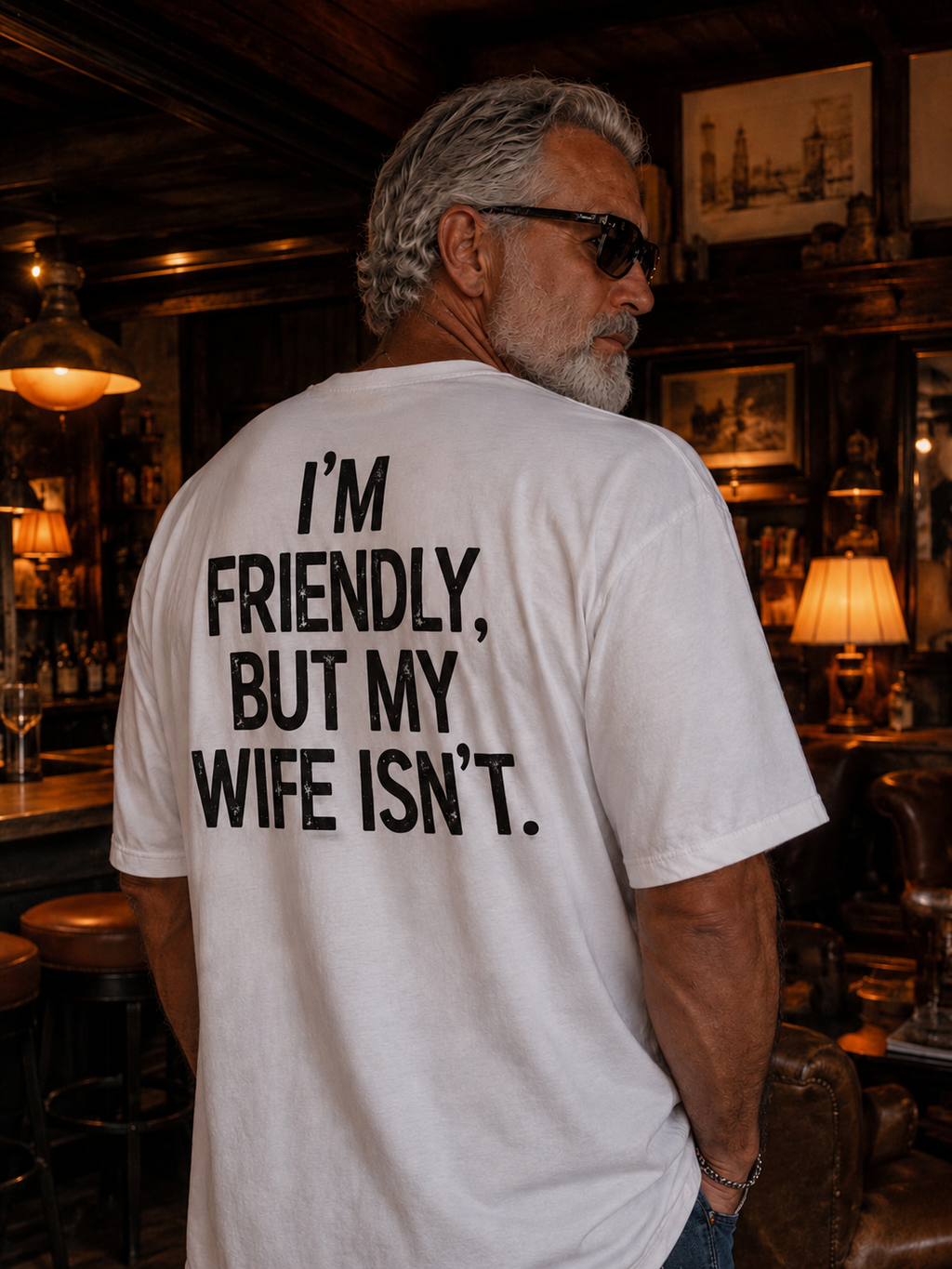 I'M FRIENDLY BUT MY WIFE ISN'T T-shirt