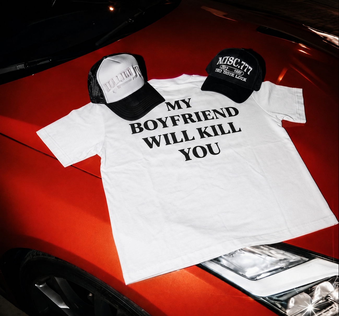 MY BOYFRIEND WILL KILL YOU T-shirt