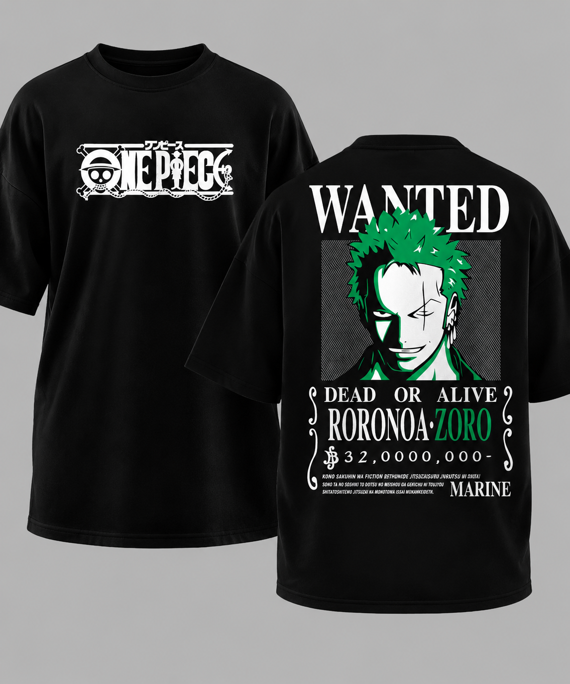 Zoro Wanted One Piece Black T-shirt (Unisex)